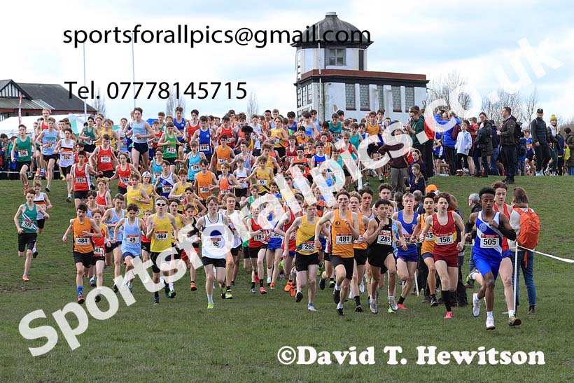 Junior Boys 2024 English Schools Cross Country Champs., Pontefract, March 16th.  Photo: David T. Hewitson/Sports for All Pics